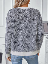 Loose Long-sleeved Contrast Vintage Striped Sweater