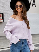 V-neck Loose Long-sleeved Pullover Sweater