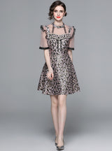 Three-dimensional Slim Waist Jacquard Dress