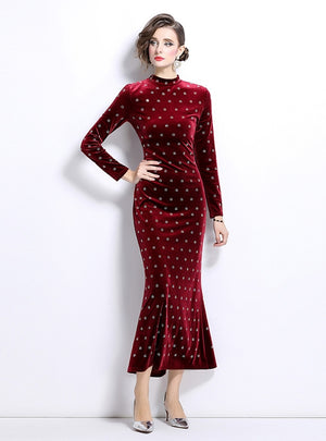 Heavy Industry Rhinestone Velvet Dress