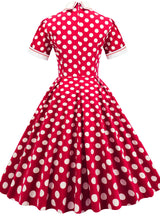 50'S Palace High Collar Polka Dot Retro Dress