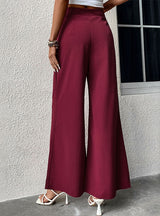 High-waist Lace-up Wide-leg Pants