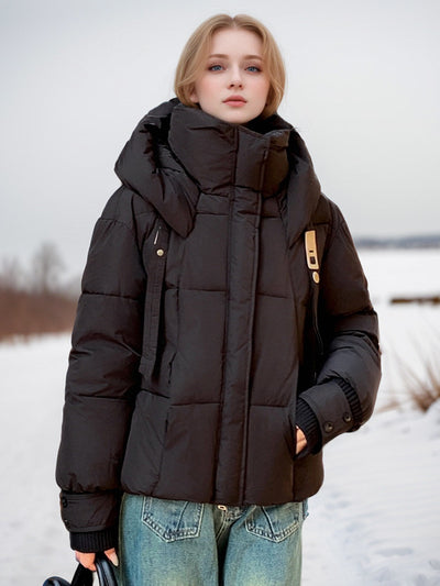 Short Loose Hooded Padded Down Coat