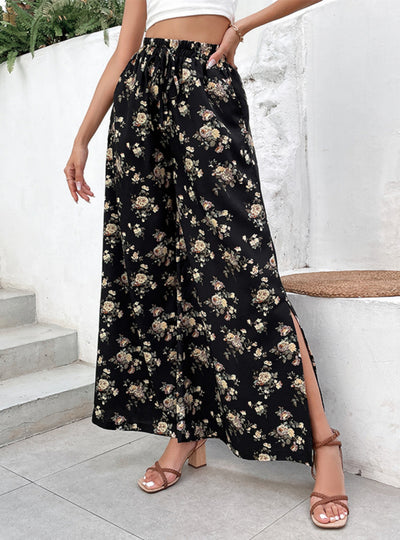 Large Horn Printed Wide-leg Pants