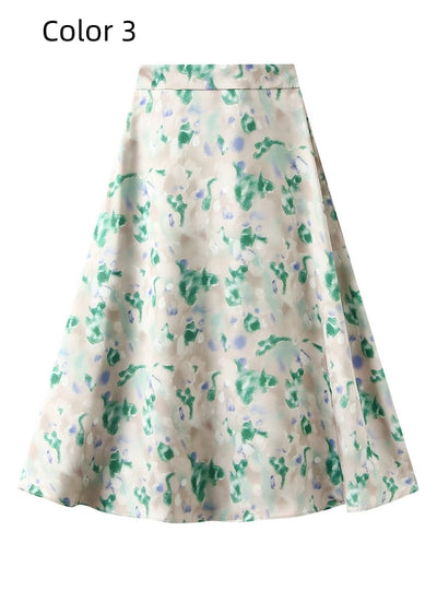 Slim Printed Elastic Waist Skirt