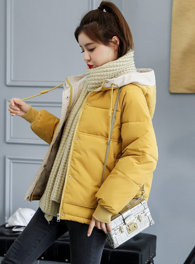 Casual Cotton-padded Hooded Short Down Coat