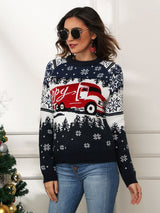 Christmas Pullover Long Sleeve Loose Jacquard Sweater