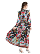 Long-sleeved Lantern Sleeve Printing Dress