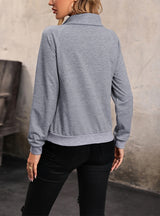 Long Sleeve Leisure Pullover Lapel Top