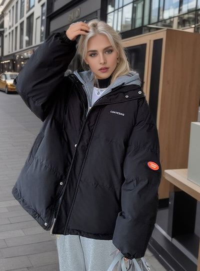 Loose Short Fake Two-piece Cotton-padded Down Jacket