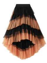 Irregular Gauze Color Matching Cake Skirt