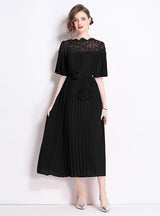 Lace Openwork Loose Pleated Dress