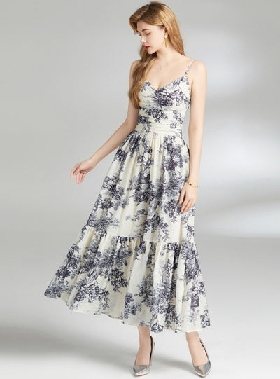 Slim Sleeveless Print Medium-long Dress