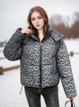 Leopard Print Loose Cotton-padded Jacket Coat