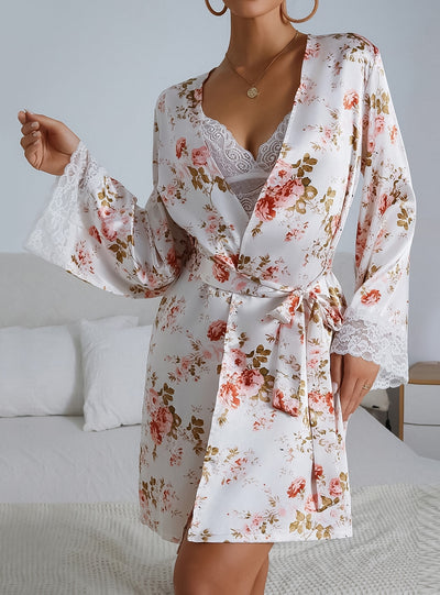 Sexy Lace Home Clothes Bathrobe Pajamas Suit