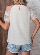 Lace Stitching Short Sleeve Shirt