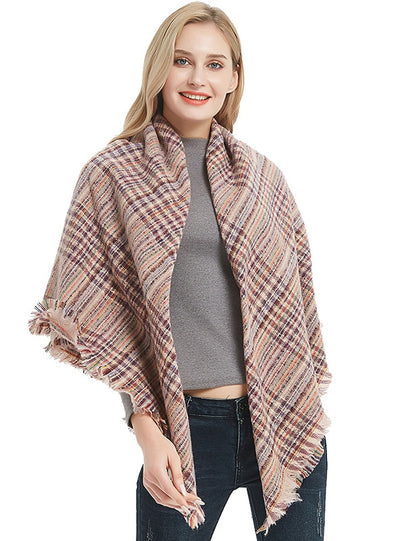 Plaid Square Scarf Thickened Scarf Shawl