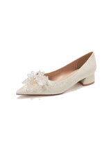 Short-heeled Pointed Red Wedding Shoes