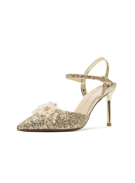 Flower Sequined High Heels Sandals