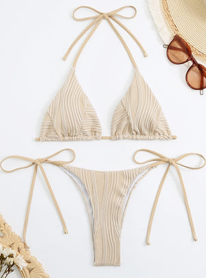 Sexy Solid Color Lace-up Bikini