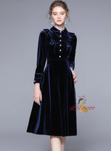 Slim Retro Velvet Long Sleeve Dress