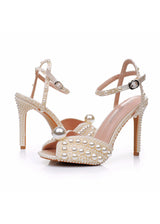 10cm Fishmouth Pearl High-heeled Sandals