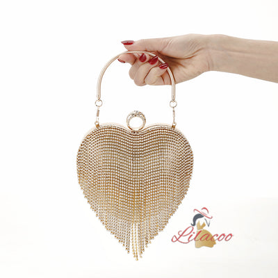 Heart Brick-inlaid Clutch Women's Bag