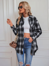 Women Casual Loose Plaid Shirt