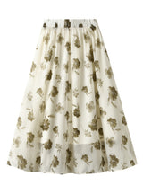 Ink and Wash Printed High Waist Skirt