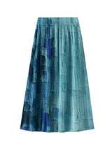 Gradient Loose Contrast High Waist Pleated Skirt