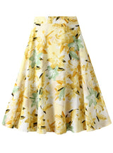 Retro Oil Painting High Waist Floral Skirt