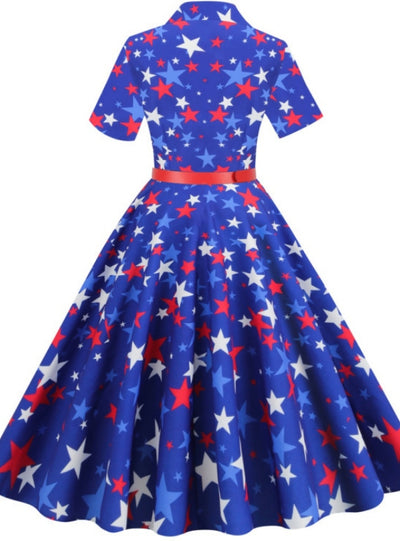 Flag Printed High Waist Retro Dress