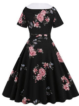 Retro Printed Stitching Hepburn Dress