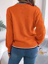 Leisure Color Matching Twist Long Sleeve Sweater