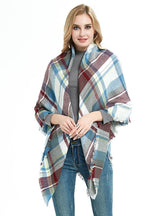 Cashmere-like Plaid Square Blanket Shawl Scarf