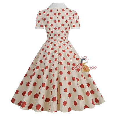 50 Hepburn Retro Polka-dot Dress