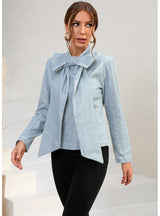 Bow Short Long Sleeve Denim Jacket