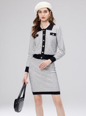 Small Lapel Coat+High Waist Skirt Suit