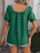 Chiffon Wool Ball Square Neck Shirt