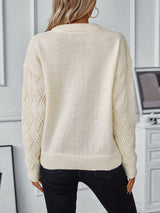 Solid Color Twist Round Neck Sweater