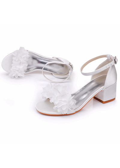 5 cm Square Heel Flower Thick Heel Sandals