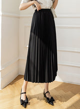 High Waist and Long Slim Pleated Skirt