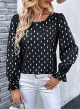 Long-sleeved Shirt Black Bronzing Shirt