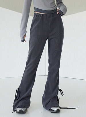 Casual Solid Color Split Bow Straight Pants