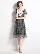 A-Line Print Puff Sleeve Dress