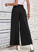 Solid Color High Waist Wide Leg Casual Pants