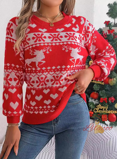 Christmas Deer Pattern Long Sleeve Sweater