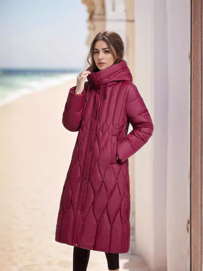 Slim-fit Long Padded Hooded Cotton Coat