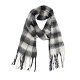 Women Plaid Tassel Thick Scarf