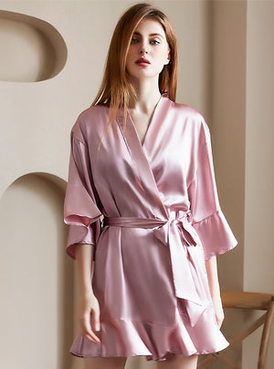 Ice Silk Satin Bathrobe Home Clothes